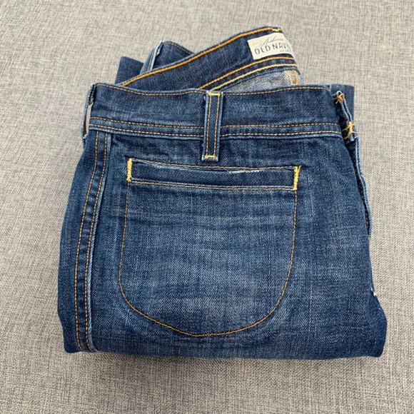 Old Navy Ultra Low‎ Rise Slim Boot Jeans 100% Cotton Size 6 Distressed Button - Picture 12 of 15